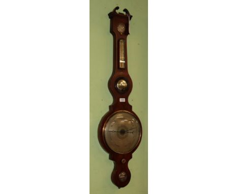 A mahogany wheel barometer, the spirit level dial signed Martin Maidstone, circa 1830