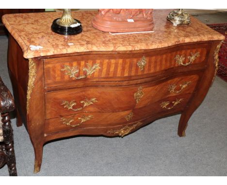 A large marble topped gilt metal mounted French commode