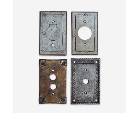 Samuel Yellin (American, b. Ukraine, 1884-1940) Group of Four Iron Light Switch Plates / Plug Covers, circa 1920s The plug co