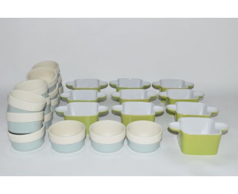 CERAMIC KITCHEN WARES INCLUDING SMALL GREEN CERAMIC CONTAINERS