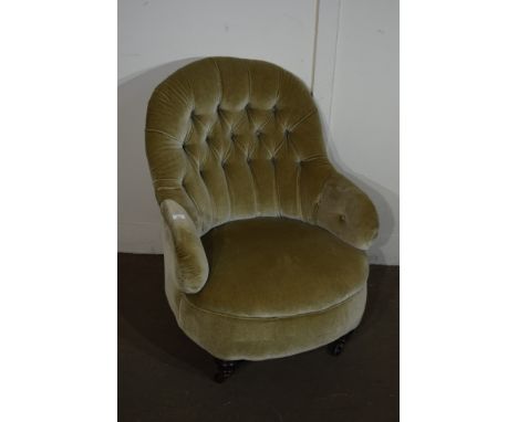 VICTORIAN BUTTON BACK BEDROOM CHAIR, HEIGHT APPROX 90CM