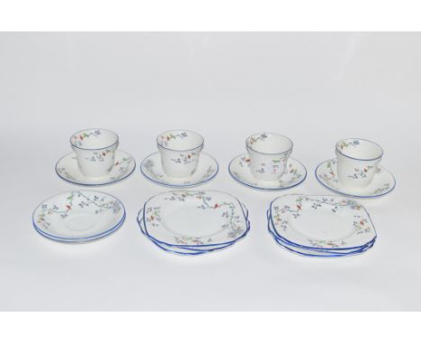 PART SUTHERLAND CHINA MID-20TH CENTURY TEA SET WITH FLORAL DESIGN COMPRISING CUPS, SAUCERS AND SIDE PLATES