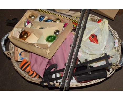 BOX OF CERAMIC ITEMS AND SOME TOY CARS