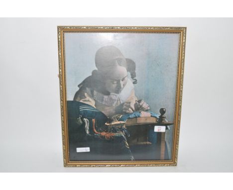 PRINT OF A DUTCH LADY IN GILT FRAME