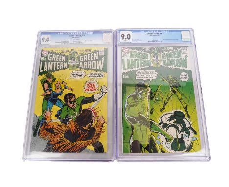 Green Lantern/ Green Arrow No.’s 76 and 78, by DC Comics, CGC slabbed and graded at 9.0 and 9.4, white pages.