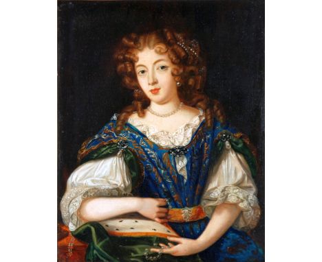 BRITISH SCHOOL (19th CENTURY) AFTER PETER LELY OIL PAINTING ON A RELINED CANVAS Half-length portrait of a lady, the carved gi