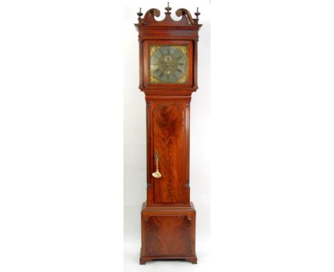 LATE EIGHTEENTH CENTURY MAHOGANY LONGCASE CLOCK, signed Lassel Park, the 13" brass dial with silvered chapter ring, subsidiar