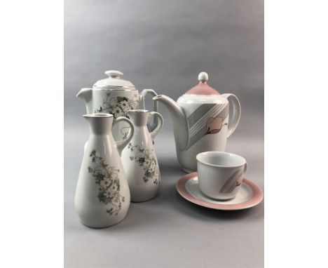 GERMAN PART TEA AND COFFEE SERVICE, comprising tea pot, coffee pot, six trios, sugar and cream, along with a Real Brazil part