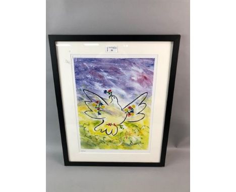 AFTER PABLO PICASSO (SPANISH 1881 - 1973), DOVE OF PEACE photographic print, numbered 17/300 in pencil 37cm x 27cm Mounted, f