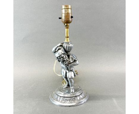 An early 20th century chromium plated table lamp base, H. 30cm.