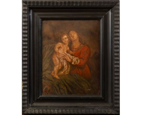 Peter Paul Rubens (1577-1660) – Follower, Madonna with child, oil on paper laid down on board, framed, 33 x 26 cm