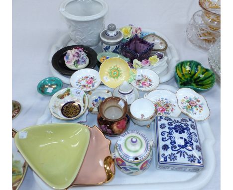 An Aynsley lustre butterfly trinket bowl; a selection of other trinket ware, including Shelley, Carlton, etc.