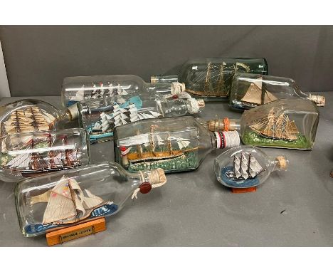 Ten model ships in bottles 