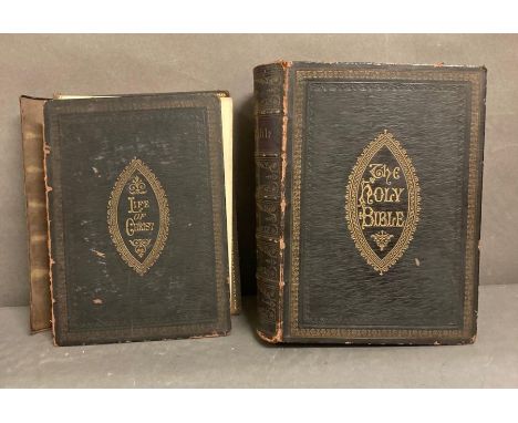 A vintage Bible and " the life of Christ also the lives of the apostles and evangelists" by the Revd John Fleetwood
