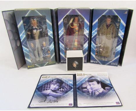 Limited Edition 1:6 scale collector figure of Dr Who figures - 4th Dr - Tom Baker with booster pack head and 10th Dr - David 