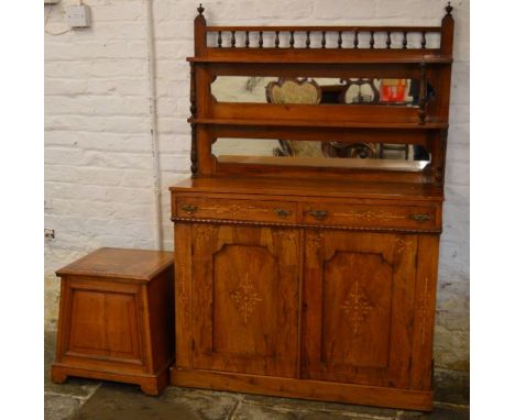 Victorian chiffonier in rose wood (some repairs) with a Victorian oak commode&nbsp; Ht 152 cm L 104cm D 38cm