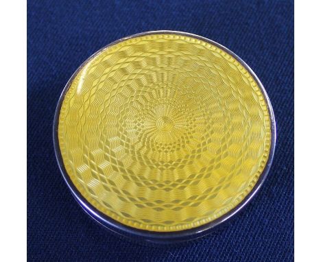 Silver gilt &amp; guilloche enamel pot / compact (hallmark rubbed) with internal mirror, maker Dennison Watch Case Co. 48mm