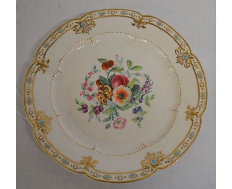 Royal Worcester, Chamberlains &amp; Co. 155 New Bond Street early 19th century cabinet plate with hand painted floral centre 