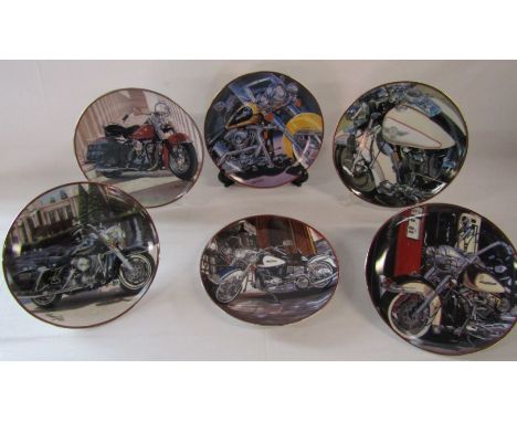 6 Franklin Mint Harley Davidson collectors plates - including the 'Iron Stinger' &amp; 'Heritage Softail Classic'