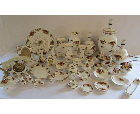 Collection of Royal Albert 'Country Roses' to include table lamps, telephone, wall clock etc