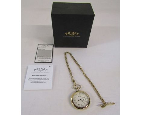 Rotary Gents PVD gold plated classic pocket watch with chain