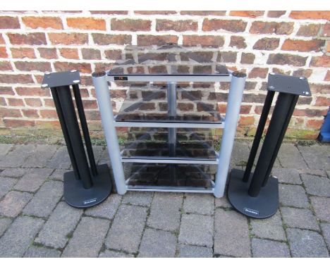 Atacama speaker stands and Soundstyle stereo stand with glass shelves
