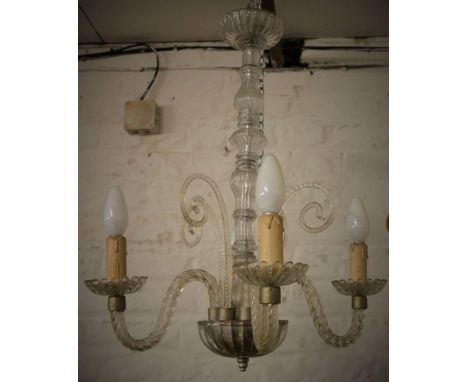 Ornate period four branch glass chandelier Ht 53cm&nbsp;