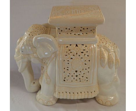 Ivory colour ceramic elephant stand. Ht 46cm&nbsp;