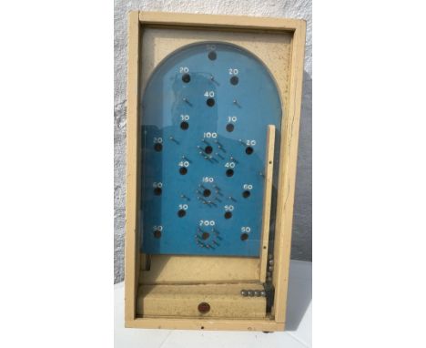 A handy-sized CHAD VALLEY mid-century wooden BAGATELLE game 29x15x5.5cm complete with ballsApprox 1 pieces
