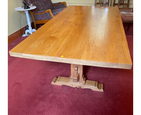 A TOP QUALITY light oak stretchered dining table - dimensions 6ft x 3ft approx - this table is SUBSTANTIAL!