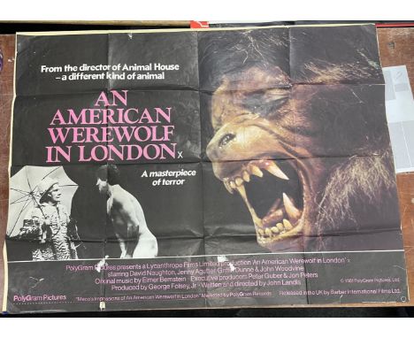 1982 AN AMERICAN WEREWOLF IN LONDON hand written dated verso 14/3/82? large wall poster 40" x 30" dimensions approx with a sm