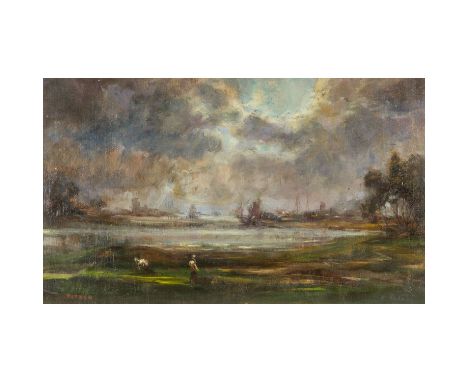 PATZIG, EGBERT (1909-1988) "Seenlandschaft" Öl auf Platte, sig. HxB: 21/34 cm. Rahmen, HxB: 43/56 cm. Provenienz: Aus der Sam
