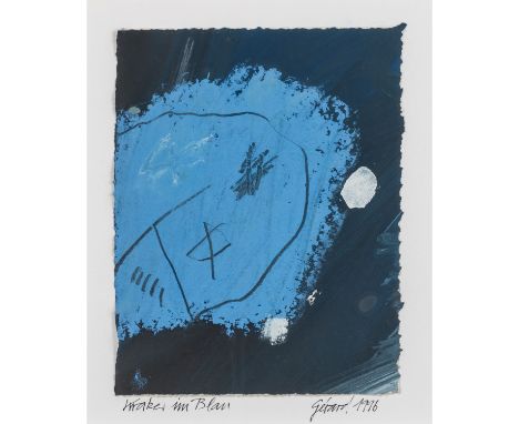 GÈRARD (1968) "Krater im Blau" 1996 Mischtechnik auf Papier, sig. und dat., HxB: 19/15 cm. Rahmen, HxB: 56/46 cm. Provenienz: