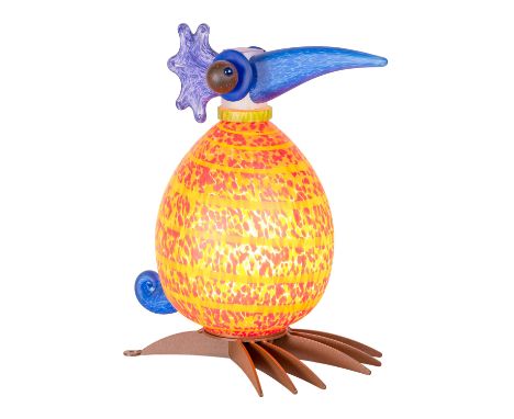 GLASSTUDIO BOROWSKI, IN- und OUTDOORLAMPE „Fat Gonzo”, ungewöhnlich kreative Kreation aus Glas auf einem lackierten Metallfuß