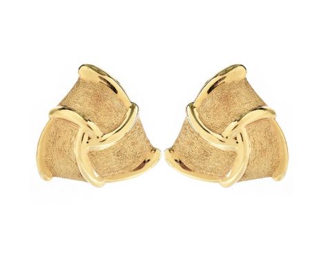 Vintage 14 Karat Yellow Gold Earrings. Stamped 14K. Measure 1-1/4" diameter. Approx. weight: 11.7 grams. Domestic Shipping: $