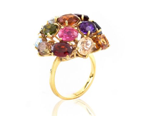 Vintage H. Stern Multi Gemstone and 18 Karat Yellow Gold Ring. Stamped HS 750. Ring size 6-1/2. Approx. weight: 9.8 grams. Do