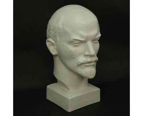 Vintage Russian Soviet Era Plaster Sculpture, Bust Of Vladimir Lenin. Unsigned. Measures 22-1/8" H X 11" W X 13" D. Domestic 