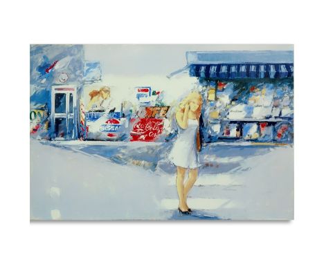 Adriano Franchini, Italian (20th C) Color Lithograph "City Street Scene" Signed and numbered in pencil 56/100. Measures 19-5/