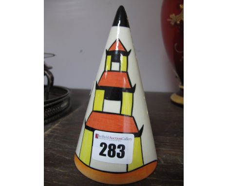 A Lorna Bailey Conical Pottery Sugar Caster, decorated in the Pagoda design, released October 1998 (page 36 of The First Mill