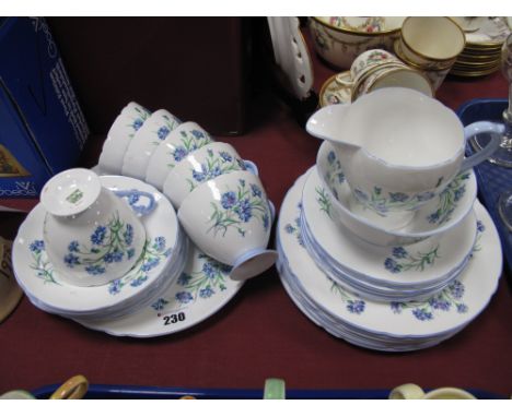 A Shelley Tea Service "Cornflower" Pattern, twenty seven pieces:- One Tray