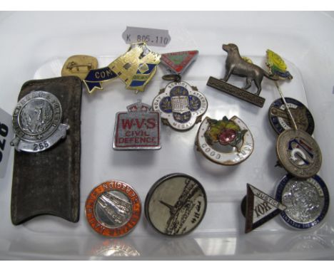 Vintage Enamel Badges, including West Bromwich Albion, British Railways N.E. Region, Electrical Trades Union, National Cyclin