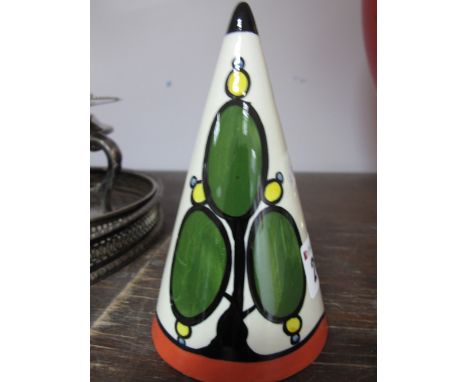 A Lorna Bailey Conical Pottery Sugar Caster, decorated with the Marshland Cottage pattern, released July 1998 (page 35 of the