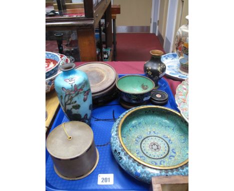An Early XX Century Cloisonné Enamel Bowl, with floral decoration, Chinese cloisonné enamel bowl, etc:- One Tray