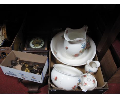 An Early XX Century Jug, Bowl, Chamber Pot and Soap Dish, all decorated with floral decoration, along with a late XX Century 