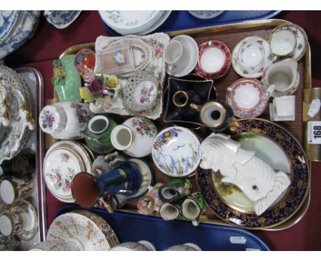 Spode, Coalport, Royal Doulton Miniature Tea Cups and Saucers, various pin trays, trinkets, etc:- One Tray