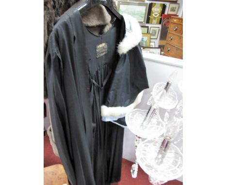 A XX Century University Masters Cloak; together with an ermine lined shoulder stole.