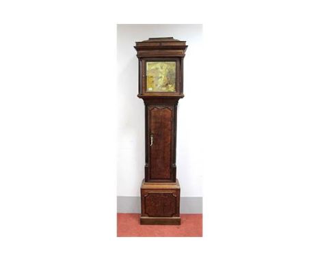 An XVIII Century Thirty Hour Longcase Clock, the brass dial with two subsidiary dials and Roman numerals, engraved and inscri