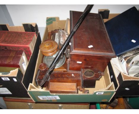 Miniature Grandfather Clock, for pocket watch, XIX Century musical box in the form of a monks bench, XIX Century ebonised Ane