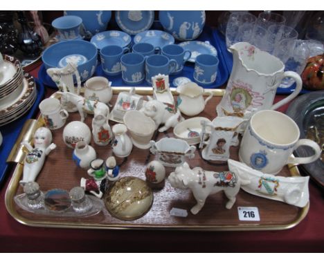 A Wedgwood Edward VIII Coronation Mug, Arcadian, Carlton, Goss and other crested ware etc:- One Tray