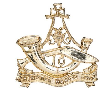 10th Princess Mary’s Own Gurkha Rifles Officer’s badge.Fine die-cast silvered strung bugle with kukri, Princess Mary’s Cypher
